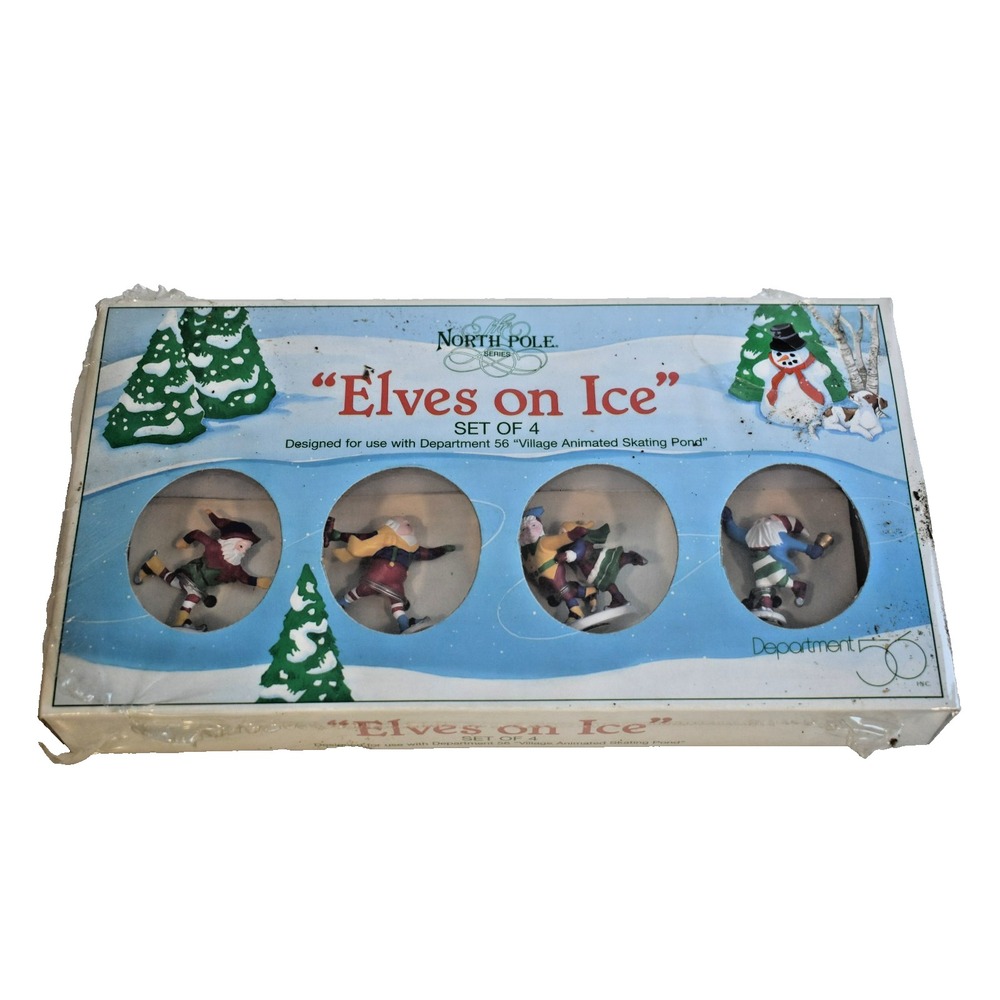 Department 56 Elves On Ice North Pole Series Vintage Skating Elves New #52298